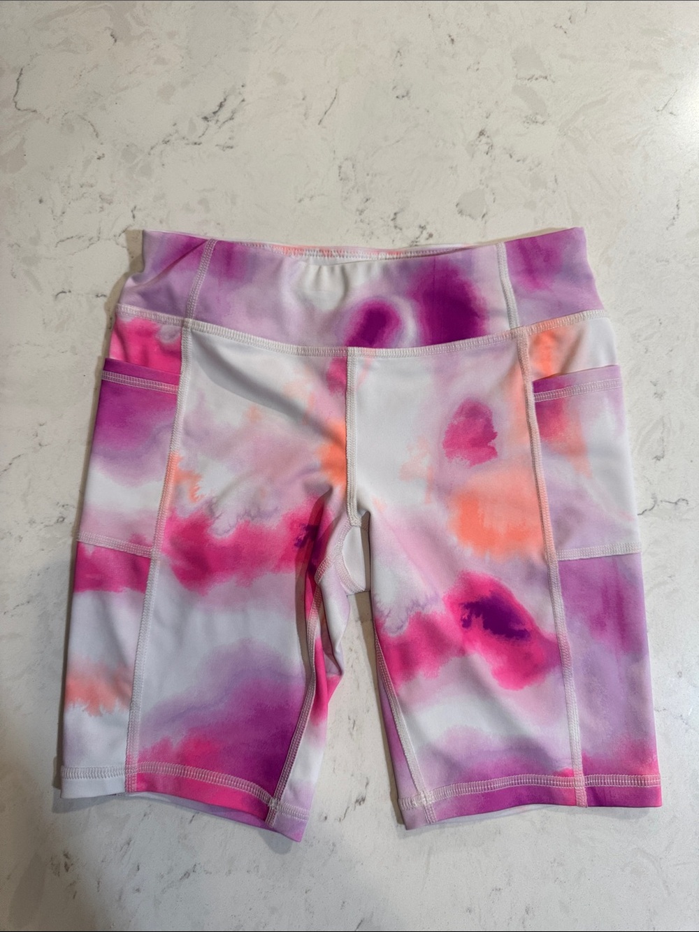 Avia Girls' Tie-Dye Bike Shorts — Pink, Purple & Orange